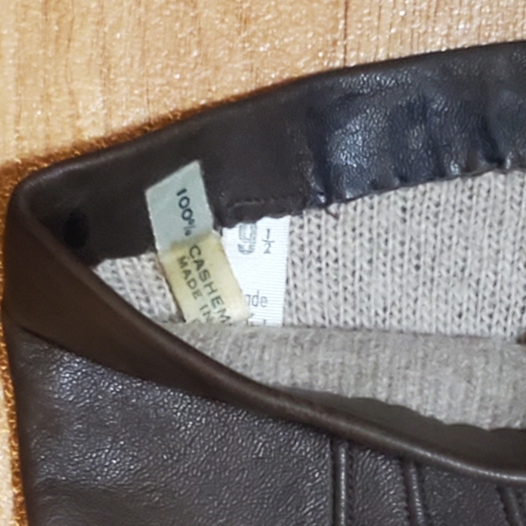 Vintage ITALIAN Leather Gloves Cashmere Lining Soft Italy Brown Size 9.5 - Picture 4 of 8